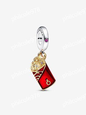 Pandora Two-tone Red Envelope Dangle Charm